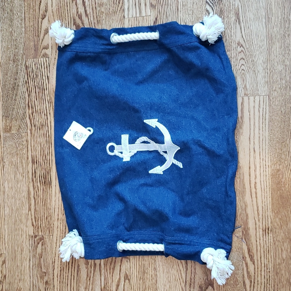 NWT Cotton Concepts Nautical Embroidered Anchor Throw Cushion Pillowcase Decor